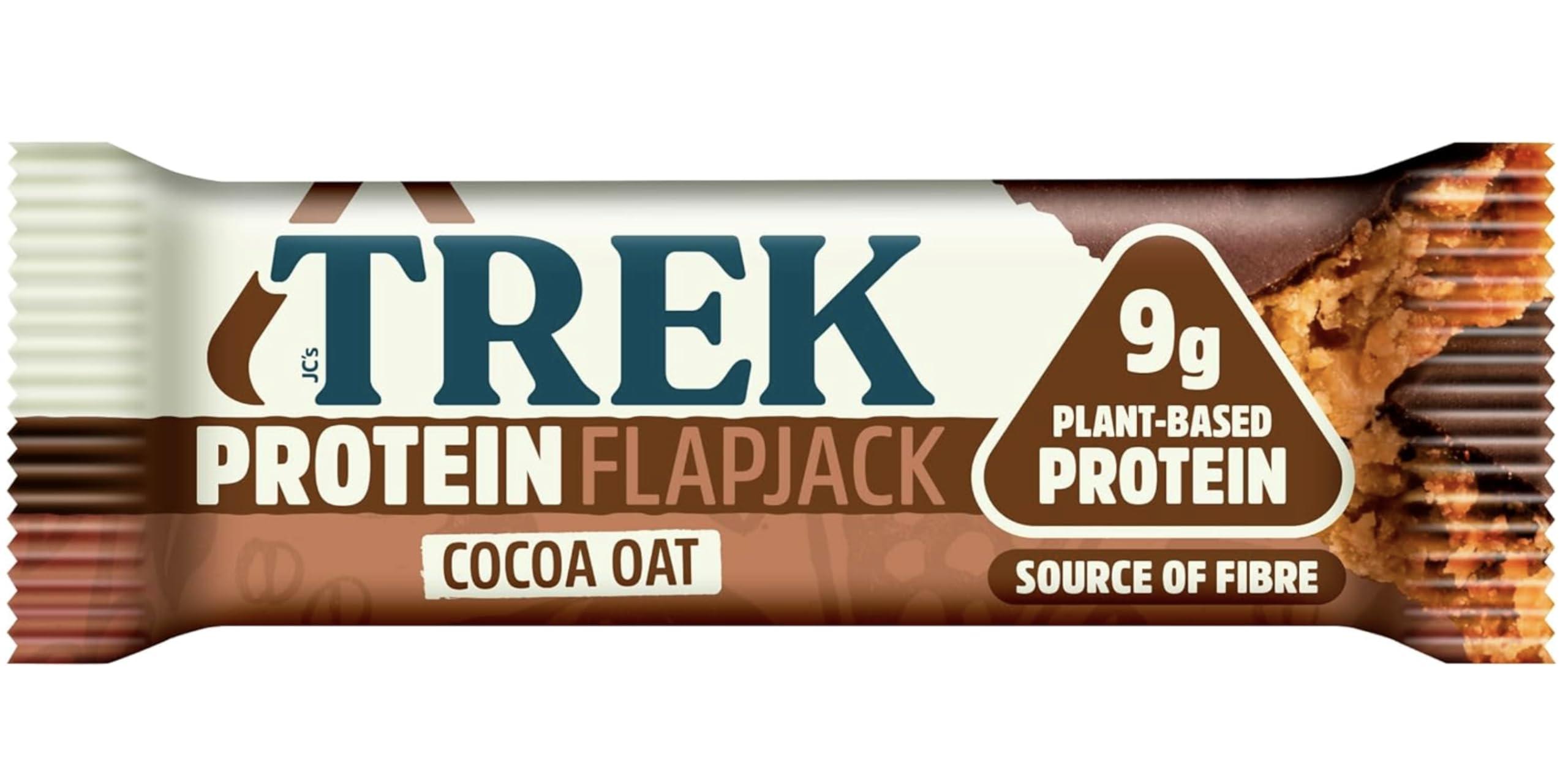 AmazValue Global Trek High Protein Flapjack Cocoa Oat 50g (Pack of 16 Bars)- Gluten Free - Vegan Snack