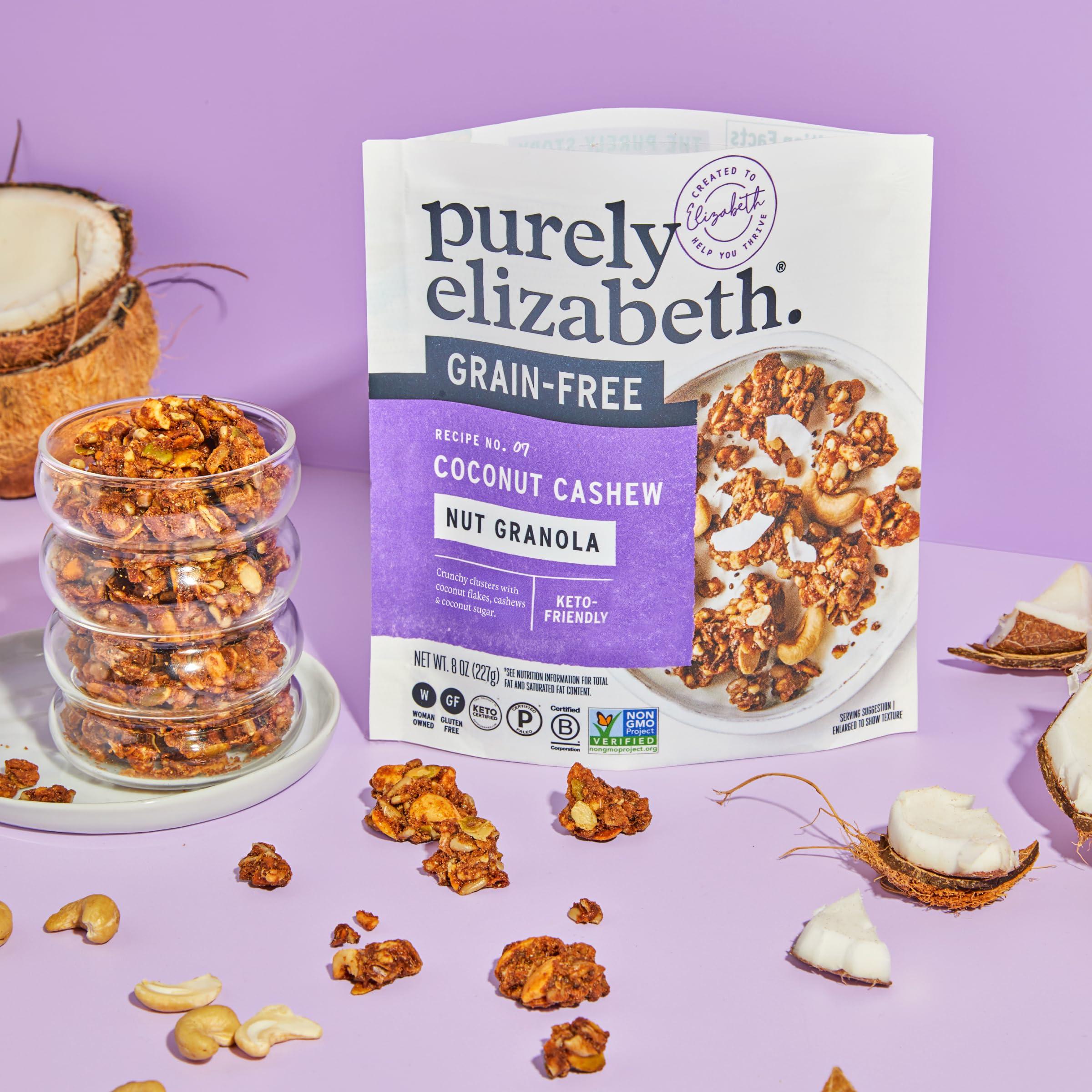 purely elizabeth Purely Elizabeth Coconut Cashew Keto Granola, Made with Nuts and Seeds, Grain-Free, Gluten-Free, Non-GMO (3 Ct, 8oz Bags)