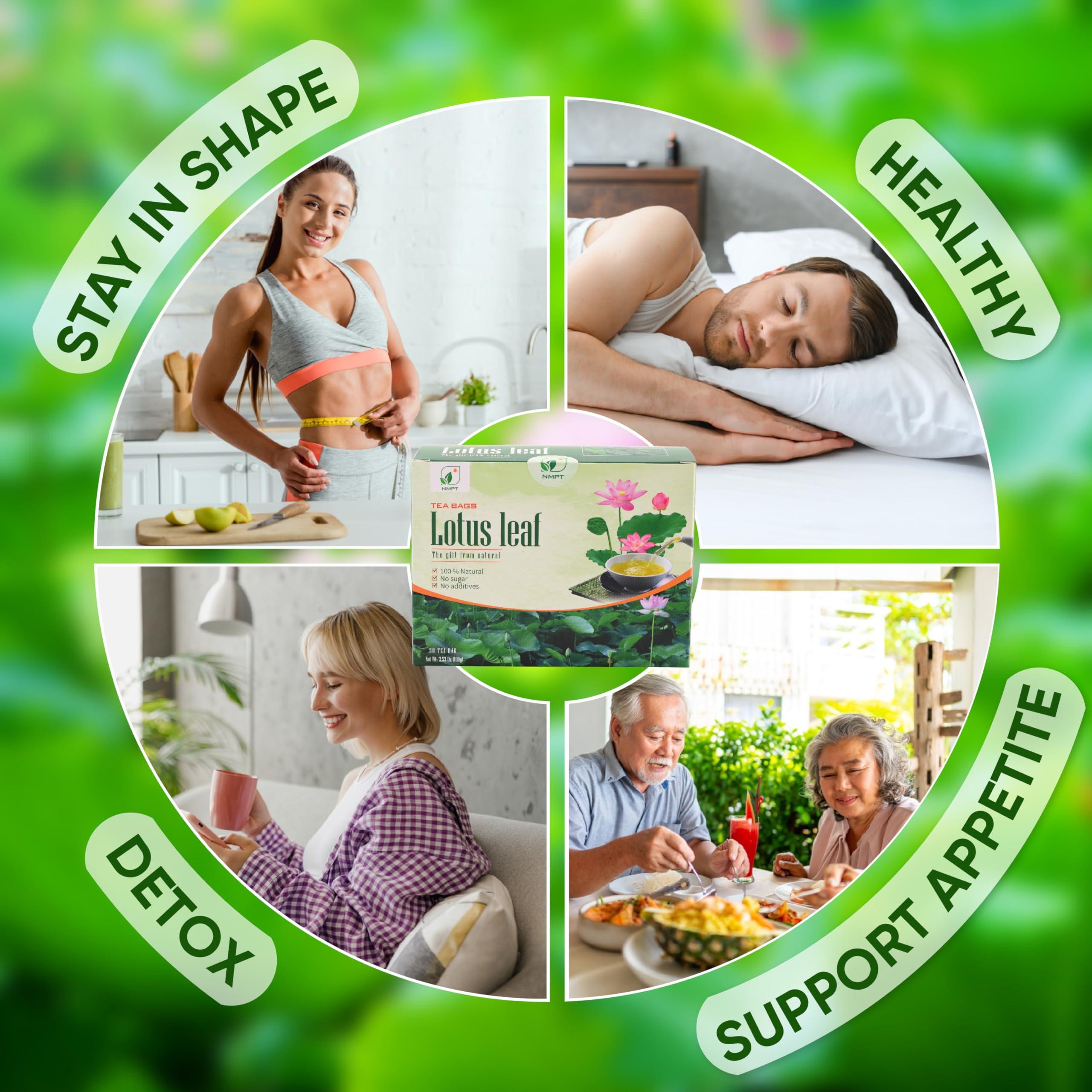 NMPT NMPT Dried Lotus Leaf Tea, 100% Hand Pick, Organic Herbal Tea, 50 Tea Bags, Gluten Free, Dairy Free, Sugar Free & 100% Natural, Energy Boost & Health Support