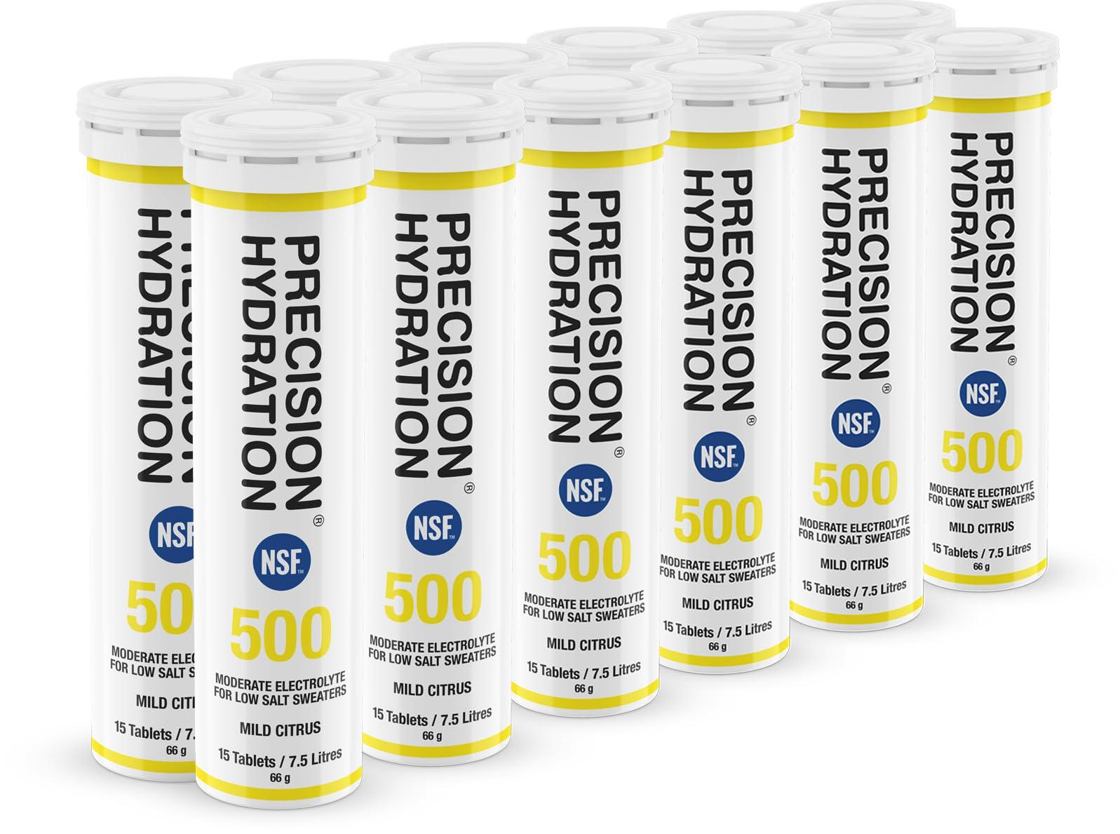 Precision Hydration Precision Hydration Electrolyte Tablets - Multi Strength Effervescent Hydration Tablets - Combats Cramp - Low Calorie, Gluten Free, Vegan Friendly (12 Tubes, 500mg/L - Yellow Tube)