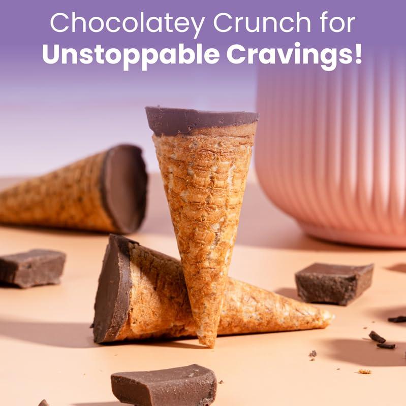 Pure Temptation Pure Temptation Gold Chocoblast Waffle Cones [36 Pieces] Snacks for Kids & Adults - Non-Meltable Valentine Chocolate Box - Individually Wrapped Chocolate-Filled Waffle Cones Bites - Chocolate