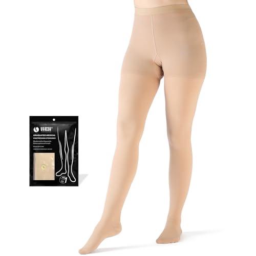 VARCOH VARCOH Compression Socks for Women, Compression Tights, Compression Leggings for Women, Medical Compression Stockings Best for DVT, Pregnancy, Varicose Veins, Relief Shin Splints, Edema (Beige,Medium)