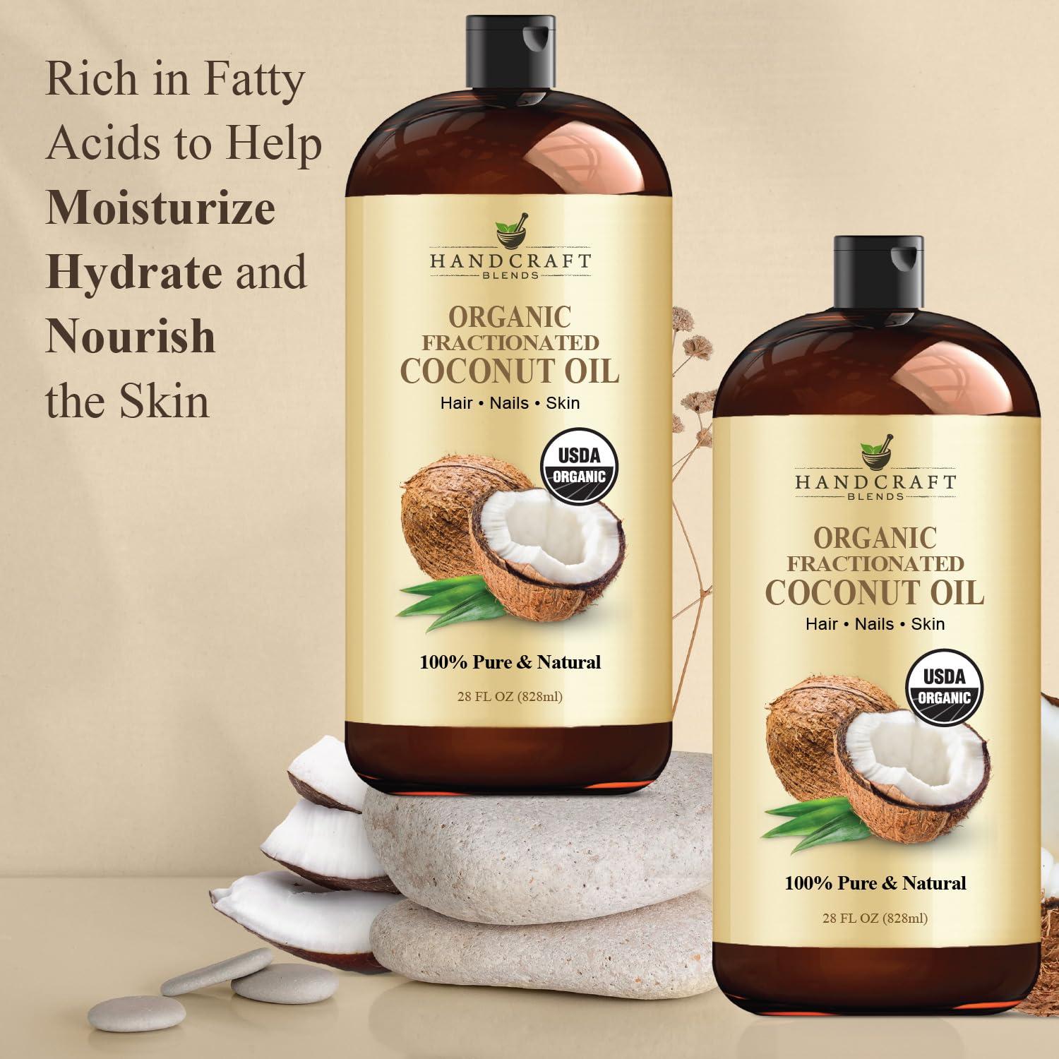 Handcraft Blends Handcraft Blends Organic Fractionated Coconut Oil - 28 Fl Oz - 100% Pure and Natural - Premium Grade Carrier Oil for Skin and Hair - Hair and Body - Massage