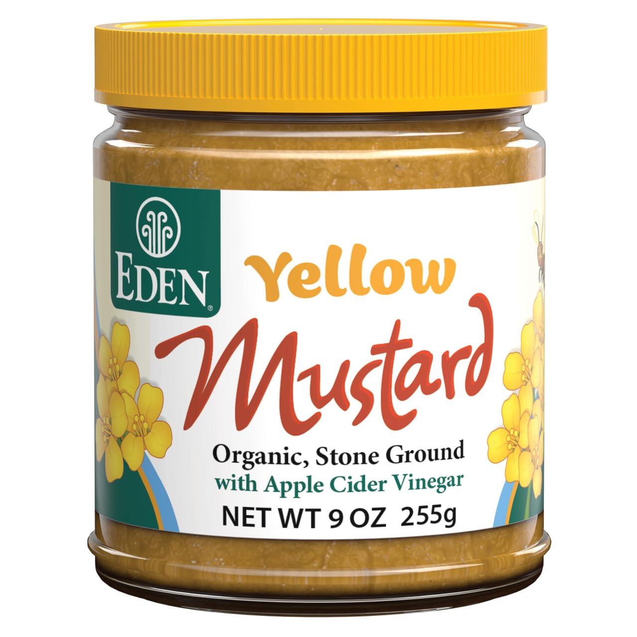 Eden Eden Organic Yellow Mustard, 9 oz Glass Jar, Stone Ground, with Apple Cider Vinegar