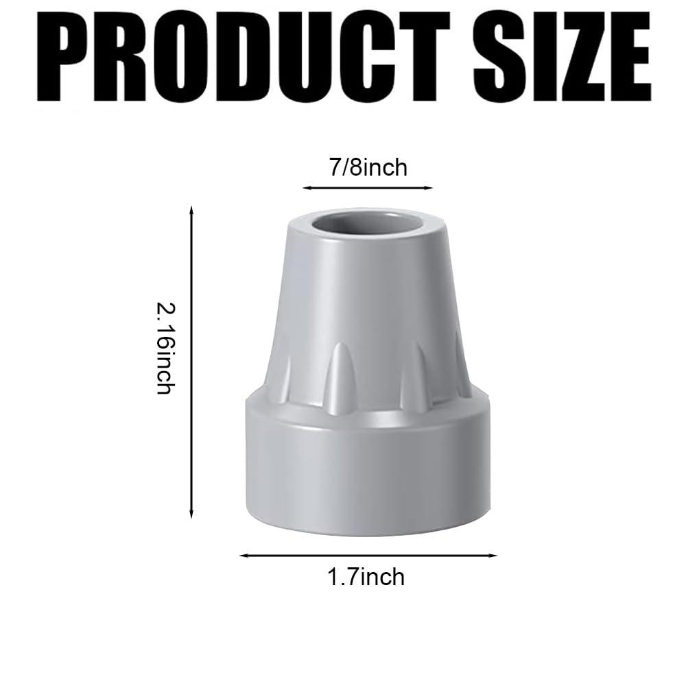 NADUSEP Crutch Tips, 4 Pack 7/8 Inch Replacement Crutch Feet Cap Heavy Duty Rubber Accessories Walking Cane Tips, Gray