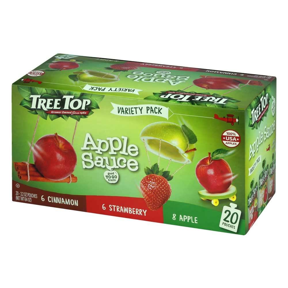 Tree Top Tree Top Apple Sauce Pouches Variety Pack, Apple, Strawberry, Cinnamon, 3.2 oz. each (Pack of 20)