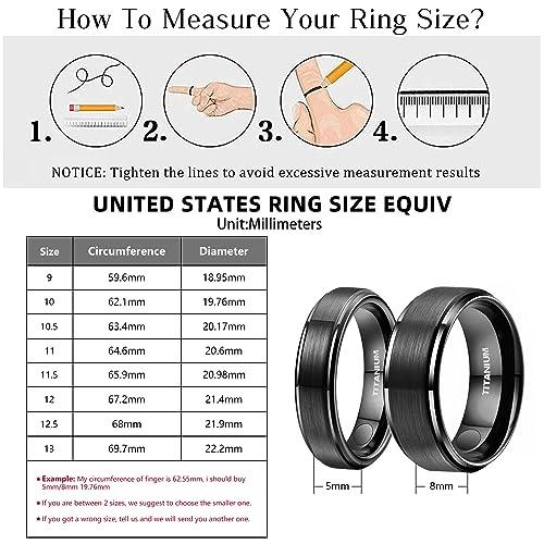 JEROOT JEROOT 8mm Black Titanium Magnetic Ring for Men, 5mm Silver Pure Titanium Magnetic Ring for Women, Healing Ring with 3500 Gauss Magnets for Jewelry Gifts
