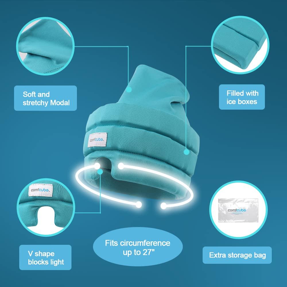 Comfcube Comfcube Migraine & Headache Relief Ice Cap, 2 Hours Long Lasting Cold Therapy Wearable Form Fitting Ice Hat for Tension Headache, Sinus & Stress Relief, Puffy Eyes, Chronic Migraine, Chemo