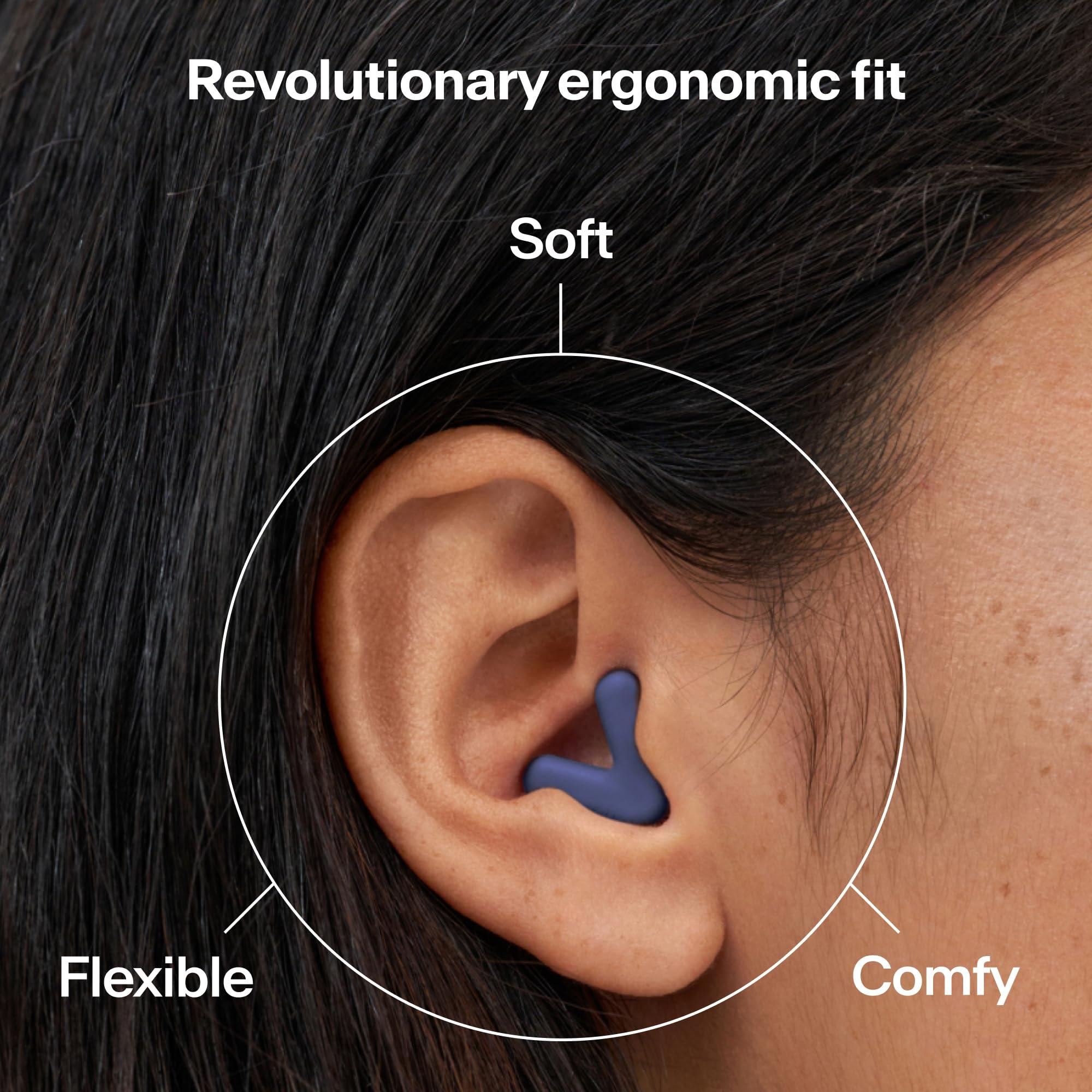 Alpine Alpine Silence Ear Plugs for Sleep, Focus & Travel - V-Shape Fit & Soft Oval Tips  4 Sizes XS/S/M/L - Comfortable, Reusable Hearing Protection - 22dB  Midnight Blue