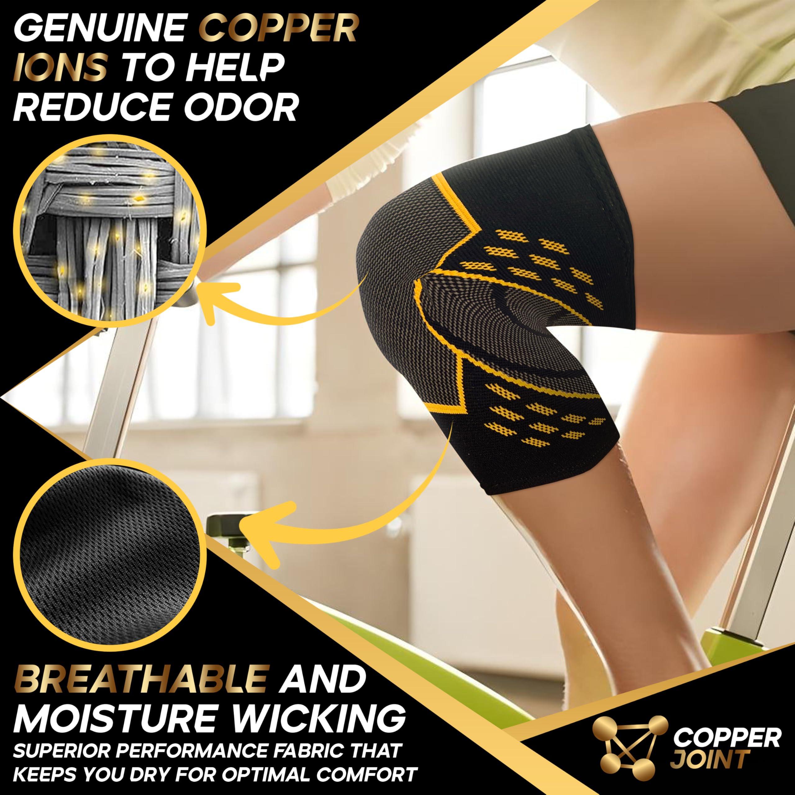 CopperJoint CopperJoint Knee Brace for Women & Men - Knee Compression Sleeve, Copper Knee Sleeve for Men, Knee Brace for Men, Knee Support for Men & Knee Braces, Runners Knee Brace & Knee Wrap, Knee Sleeves Large
