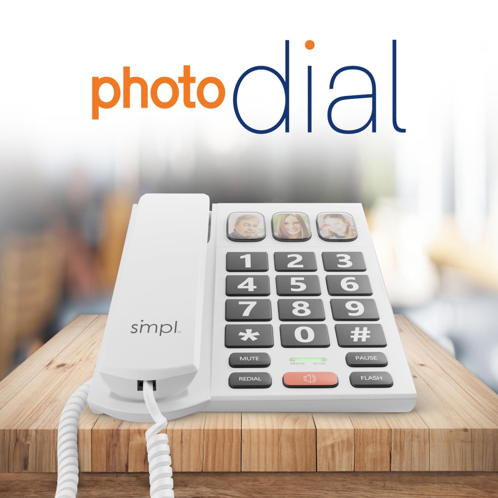 smpl SMPL Big Button Phone for Seniors, Corded Landline Phone for Elderly, Handicap, Amplify Permanently for Hearing & Vision Loss, Alzheimers, Dementia - Ideal Phone for Seniors (Model 56020)