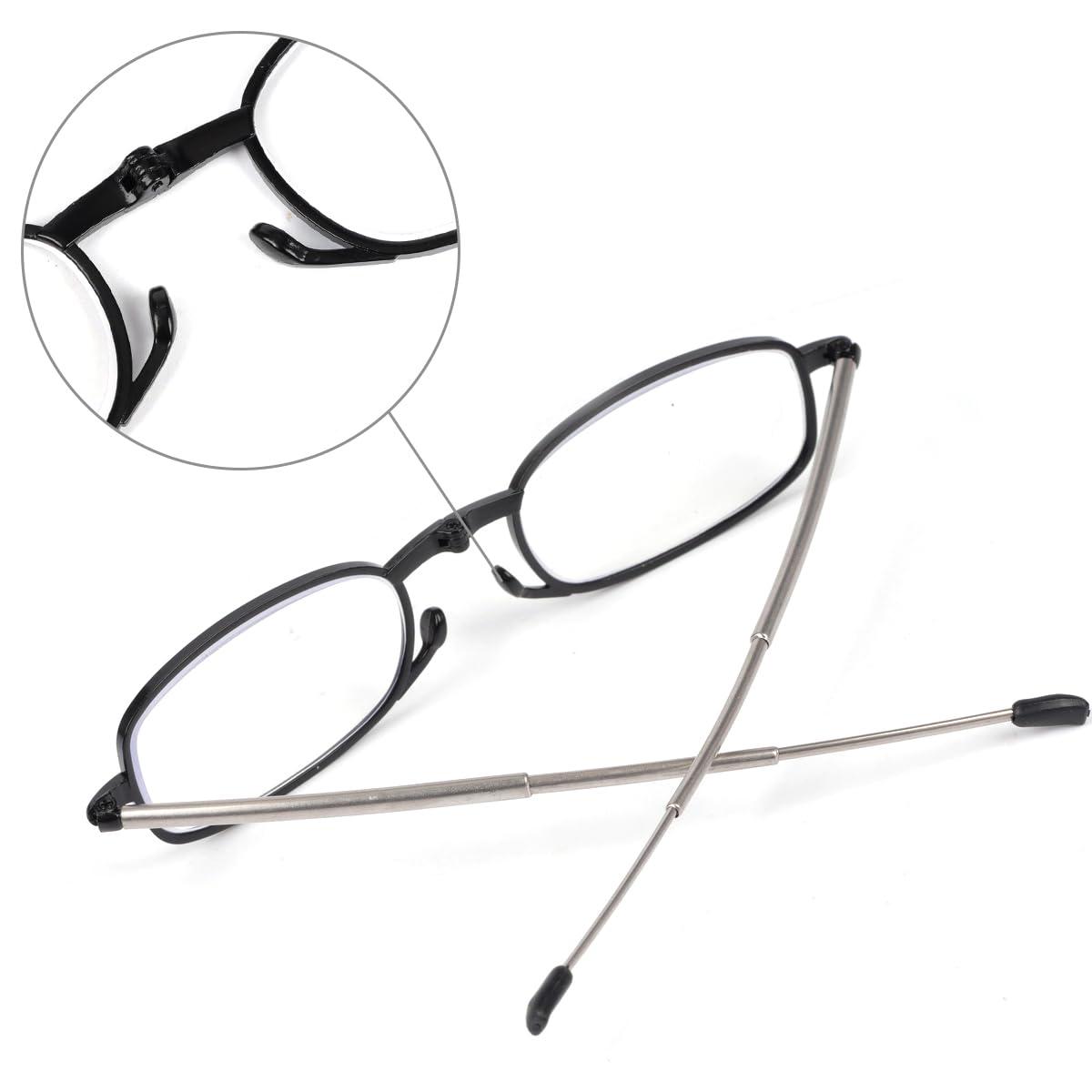 VANANA VANANA Foldable Blue Light Blocking Reading Glasses, Telescopic Glasses Legs Reader with Portable Zipper Bag Keychain (Black (2 Pairs), 2.5, multiplier_x)