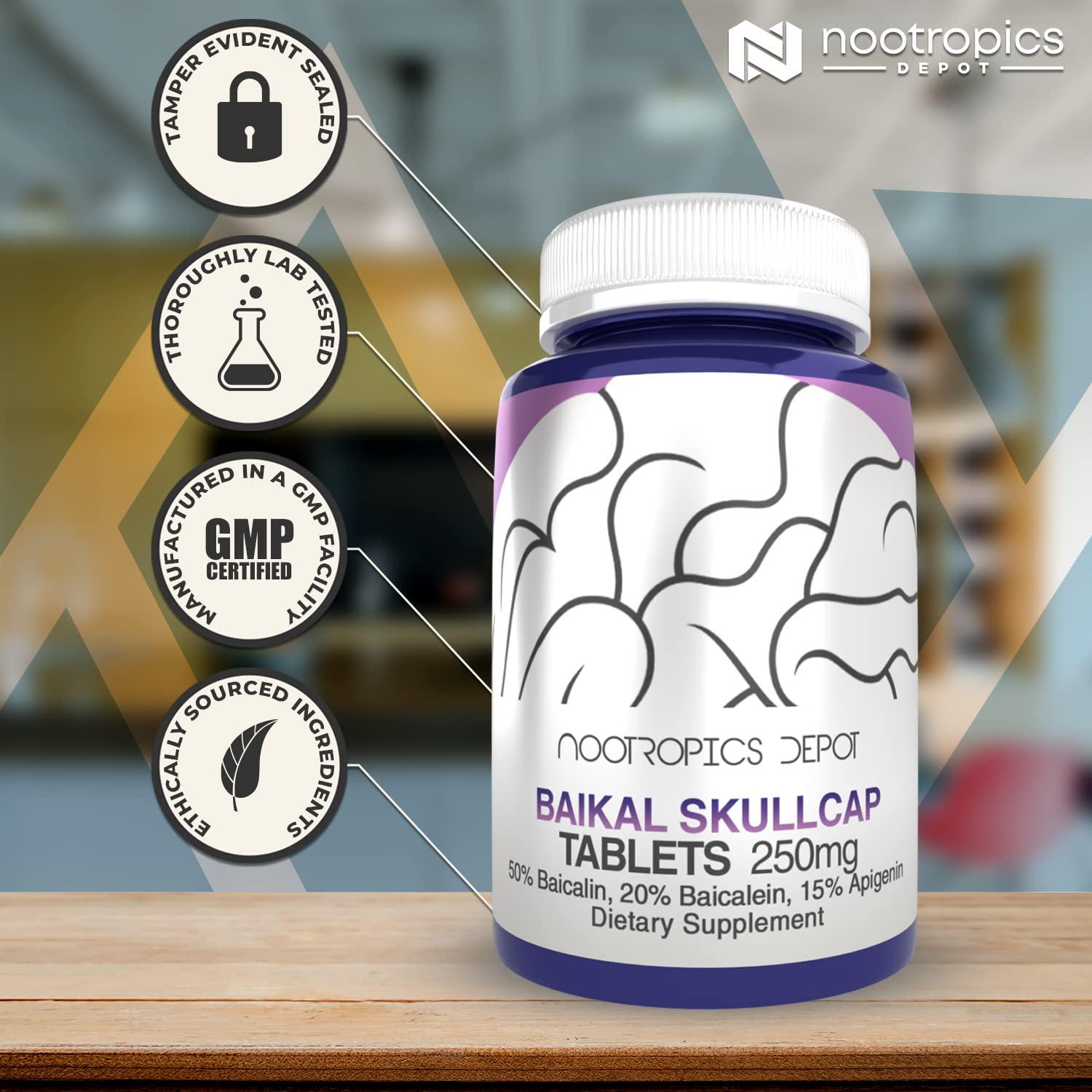 Nootropics Depot Nootropics Depot Baikal Skullcap Extract Tablets | 250mg | 120 Count | >15% Apigenin, 20% Baicalein, 50% Baicalin