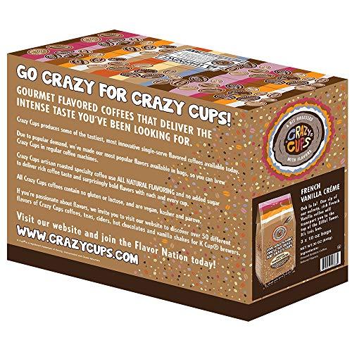 Crazy Cups Crazy Cups Flavored Ground Coffee, French Vanilla Creme, in 10 oz Bag, For Brewing Flavored Hot or Iced Coffee