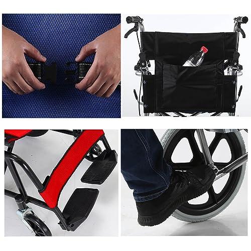 GLDDFDG GLDDFDG Portable Lightweight Wheelchairs with Handbrake,Ultra Light Folding Transport Wheel Chair,Transport Wheelchairs for Adults, Breathable Seat Cushion,Foldable Pedall,Trolleys for Elderly,Black