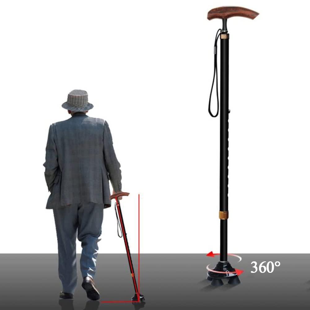 JJ Home JJ Home Cane for Men & Women,Adjustable Walking Stick,Mobility Aid for Elderly, Seniors & Handicap (360 Swivel Base)