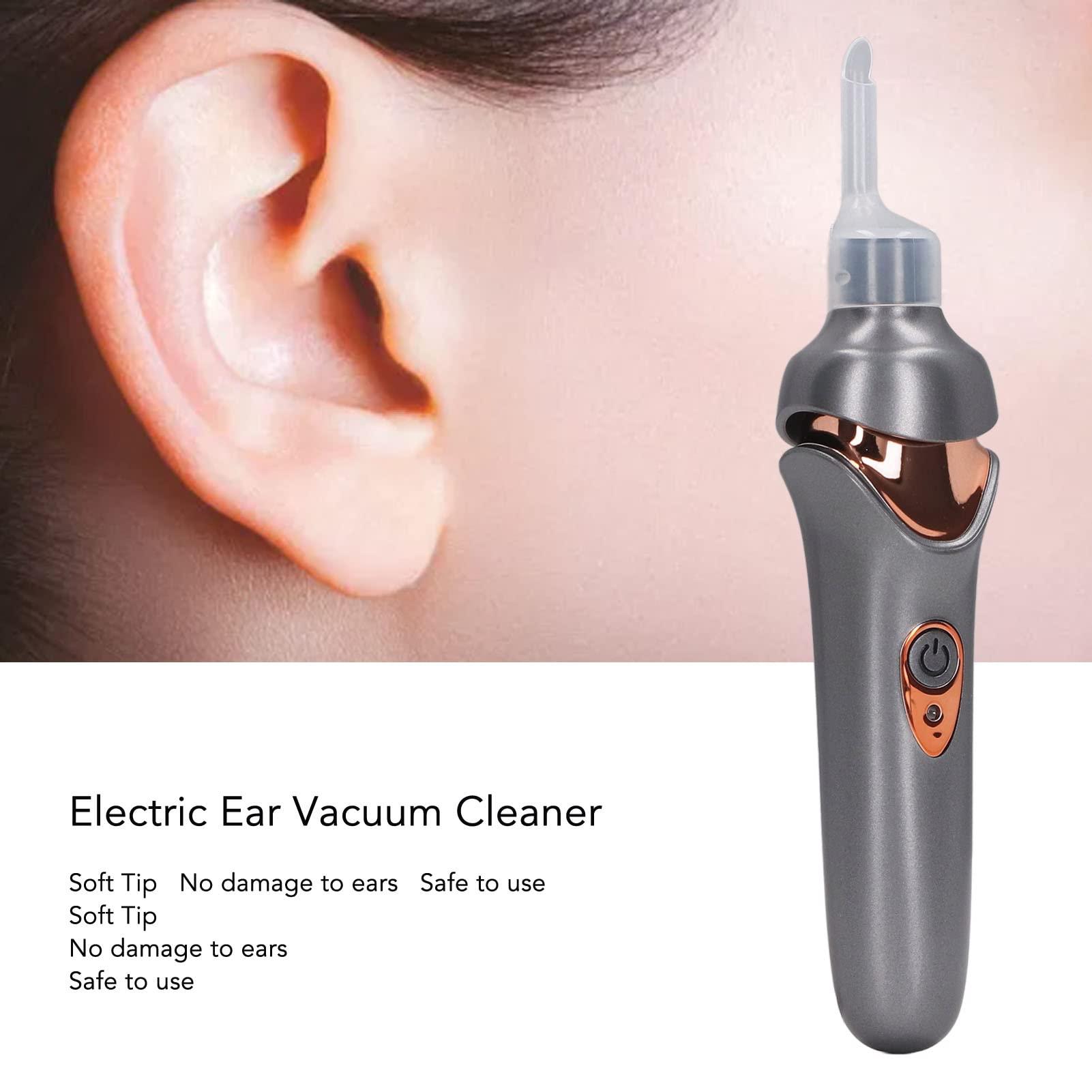 SALALIS Electric Ear Vacuum Cleaner with LED Light Soft Tip USB Charging Ear Wax Removal Tool Ear Vacuum Soft Ear Cleaner Earwax Removal Kit for Adults (Black)