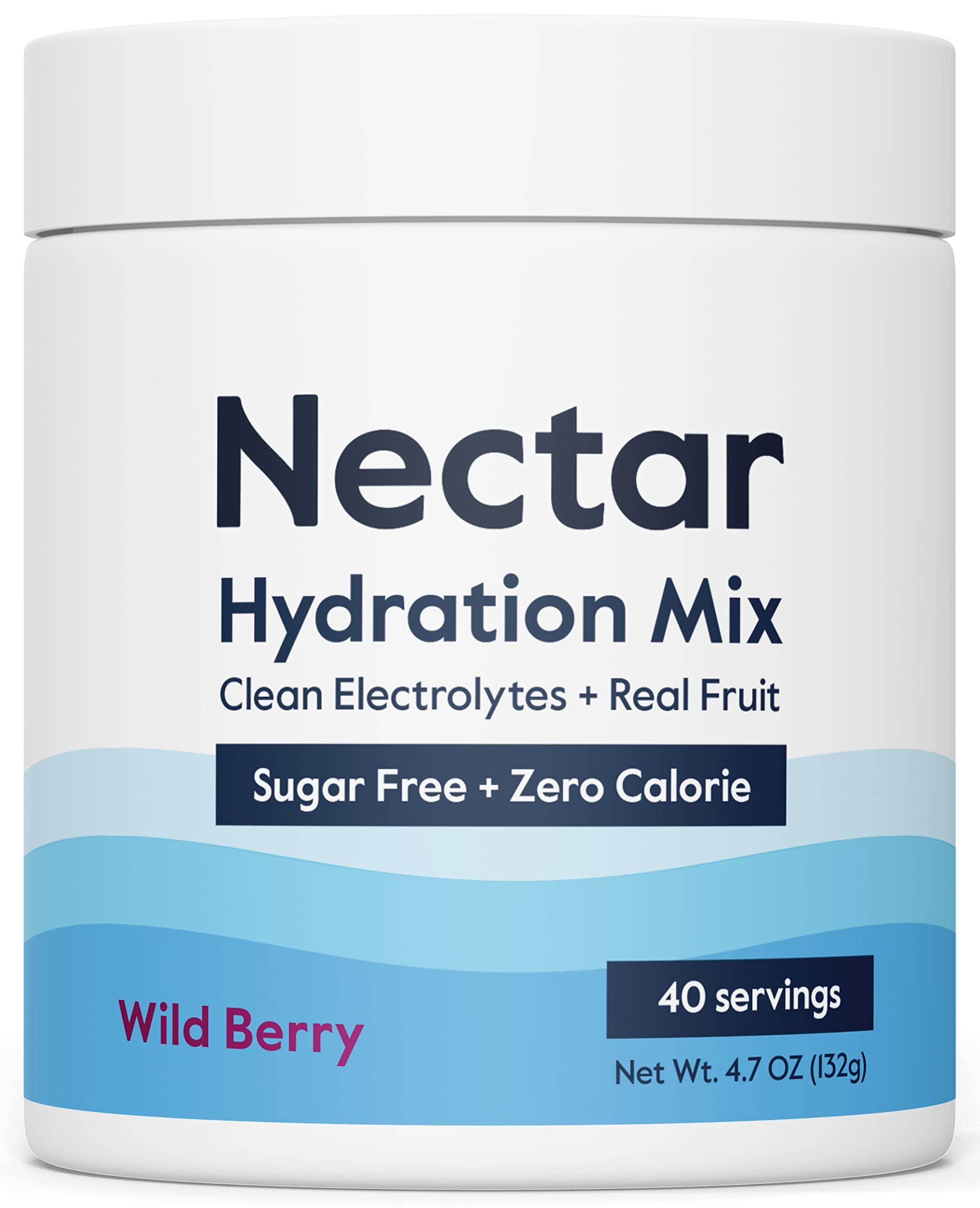 Nectar Nectar Sugar Free Electrolytes Powder - Organic Fruit No Sugar or Calories - Hydration Powder for Dehydration Relief and Rapid Rehydration - Keto and Paleo (Berry 40 Serving Tub)