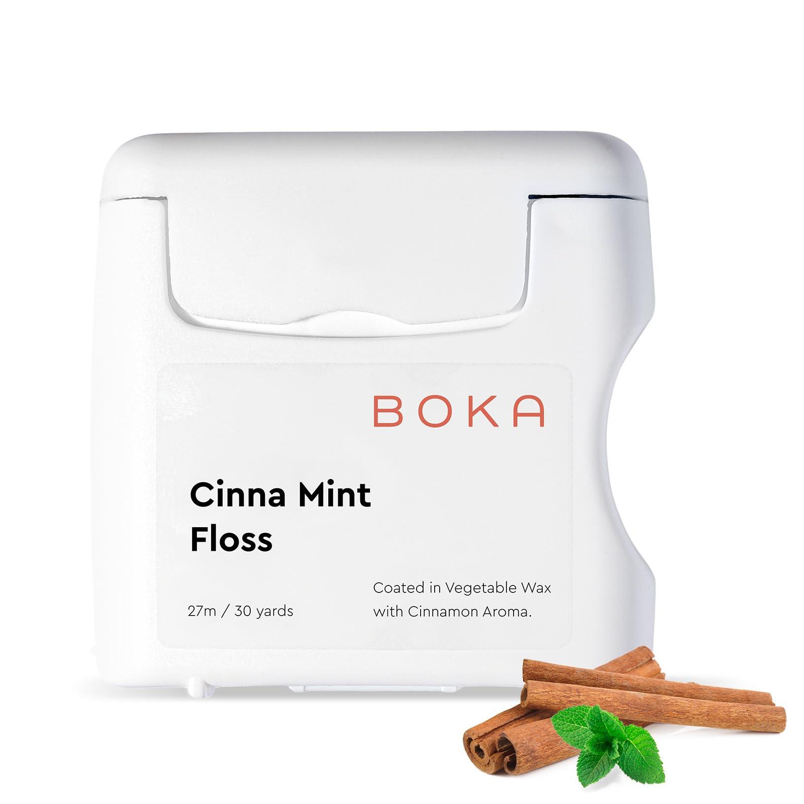 Boka Boka Cinna Mint Woven Dental Floss, Made from Natural Vegetable Wax, Teflon-Free, 30 Yards of Waxed Floss (Pack of 1)