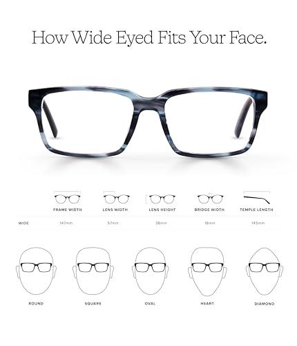 eyebobs eyebobs Wide Eyed | Premium Reading Glasses for Men and Women | Rectangle Frame for Wide Faces | Brown Stripe, 0.00