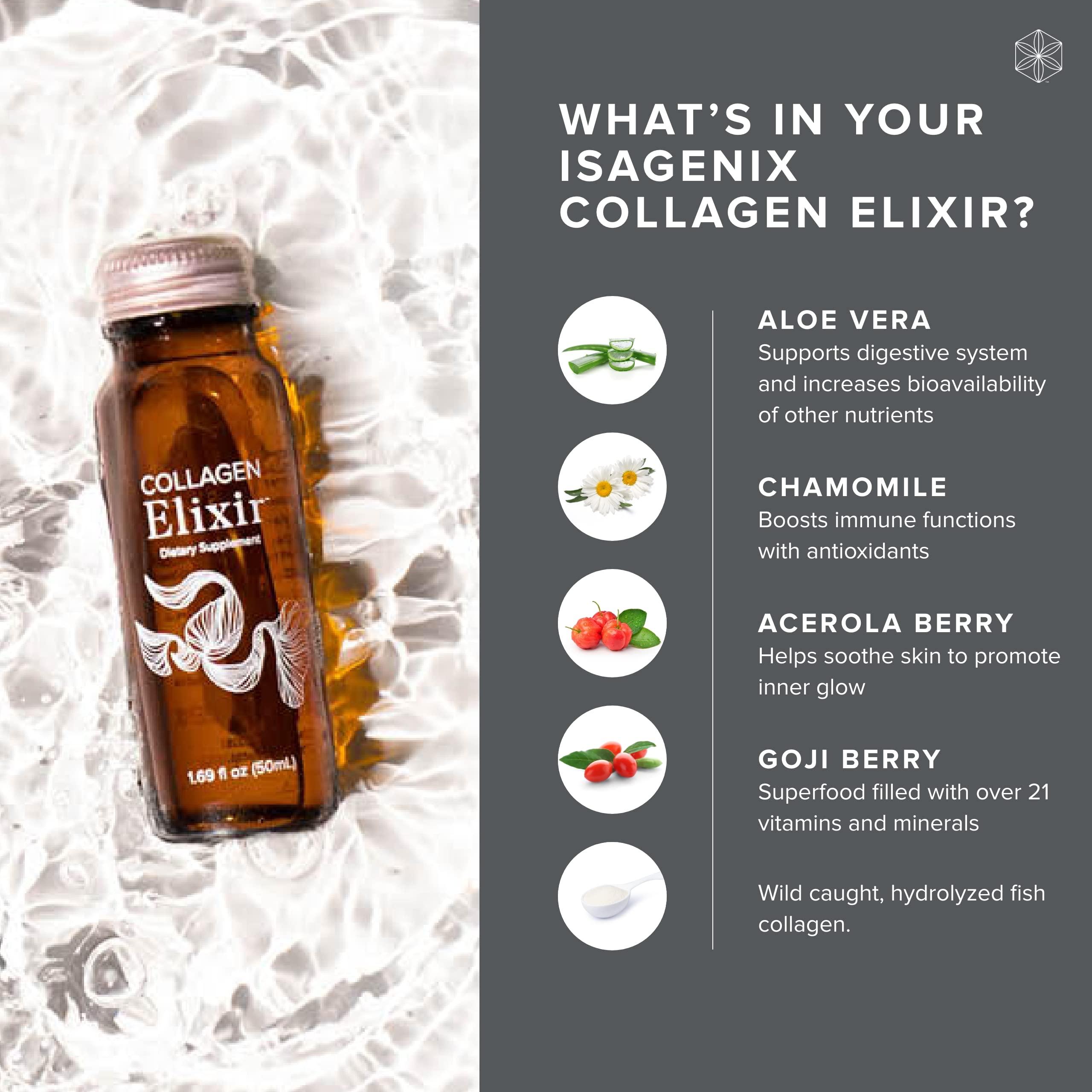 Isagenix Isagenix Collagen Elixir - Drink with Marine Collagen Peptides - Support a Youthful Appearance with Vitamin C, Zinc & Biotin - 50 mL