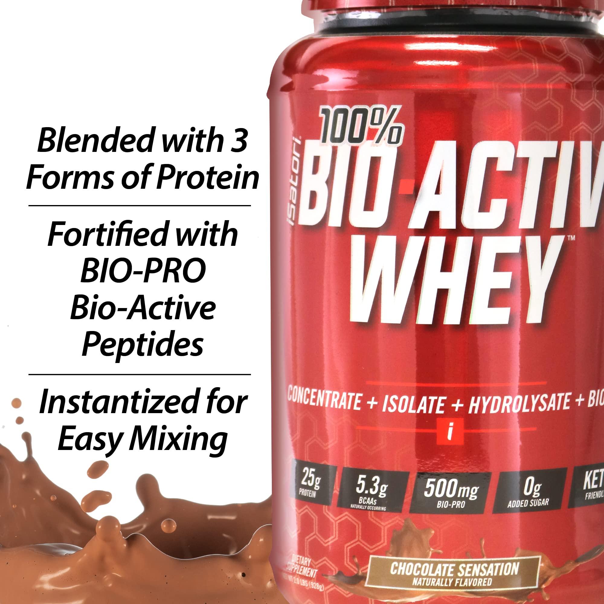 iSatori iSatori 100% Bio-Active Whey Protein, Muscle Growth & Recovery with Whey Isolate, Hydrolysate, Concentrate, BCAAs & Colostrum Peptides, 25g of Protein Per Serving - Chocolate Sensation (26 Servings)