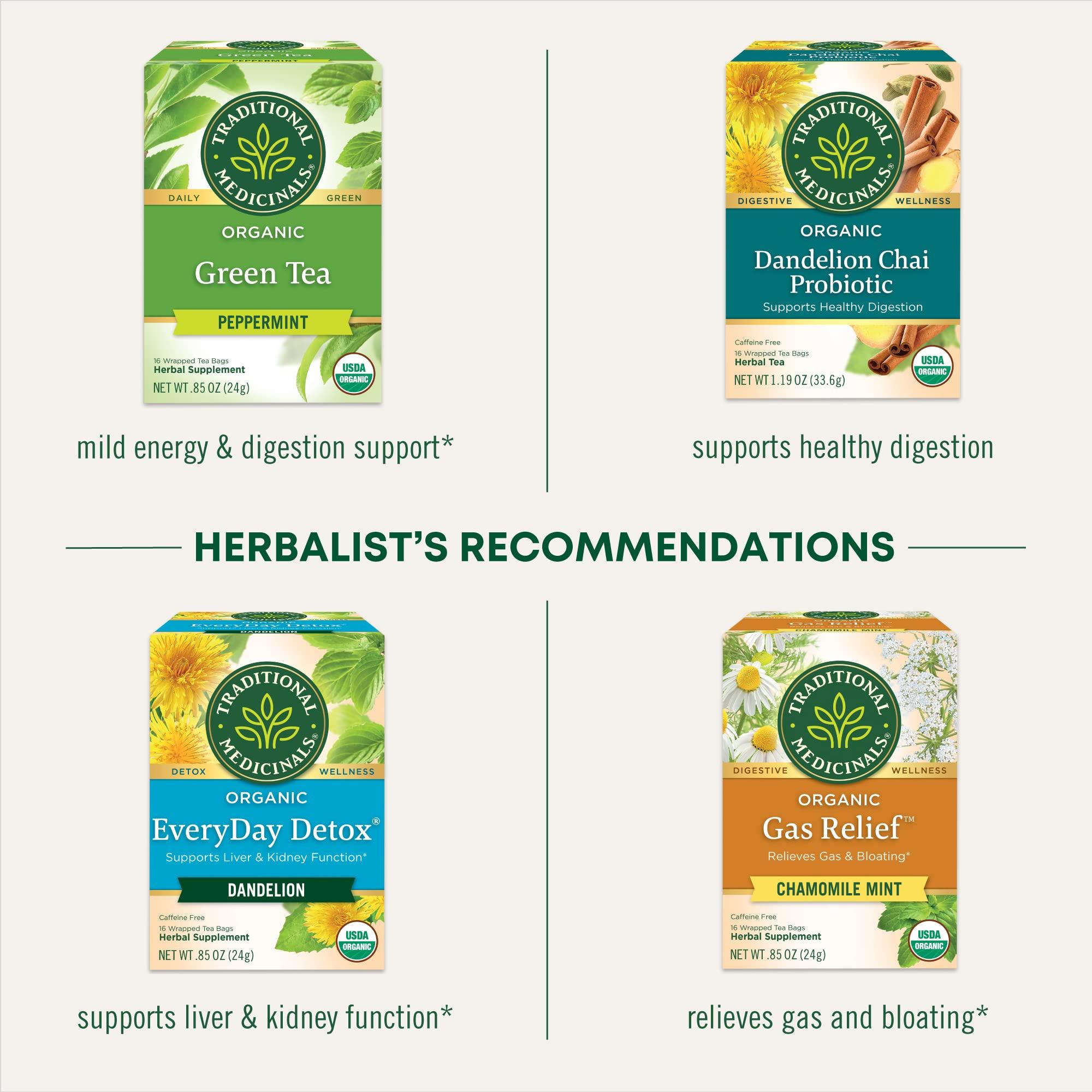 Traditional Medicinals Traditional Medicinals Tea, Organic Peppermint, Soothes Your Belly, Refreshing & Minty, 48 Tea Bags