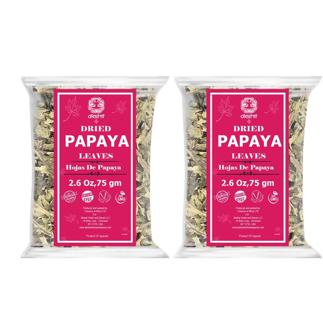 Akshit 5.2oz Dried Papaya Leaves, Natural Loose Leaves, Hojas De Papaya Leaves, Herbal Tea, Caffeine-Free, Non Gmo, Gluten-Free, Vegan. Makes 56+ Cups of Fresh Papaya Tea. By Akshit.