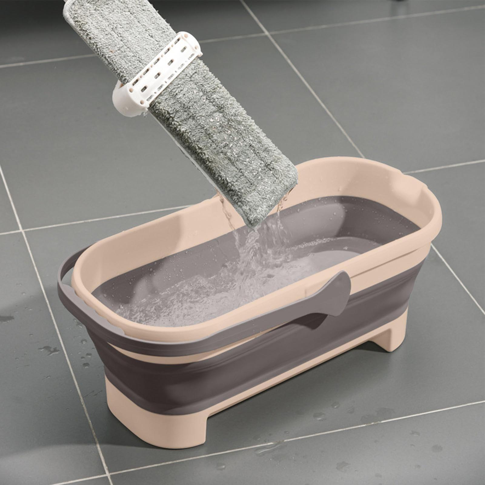 Naysku Large Collapsible Bucket - Collapsible Rectangular Handy Basket/Bucket, Portable Rectangular Folding Bucket with Sturdy Handle, Multiuse Water Bucket for Cleaning Mop, for Camping, Beach Trips