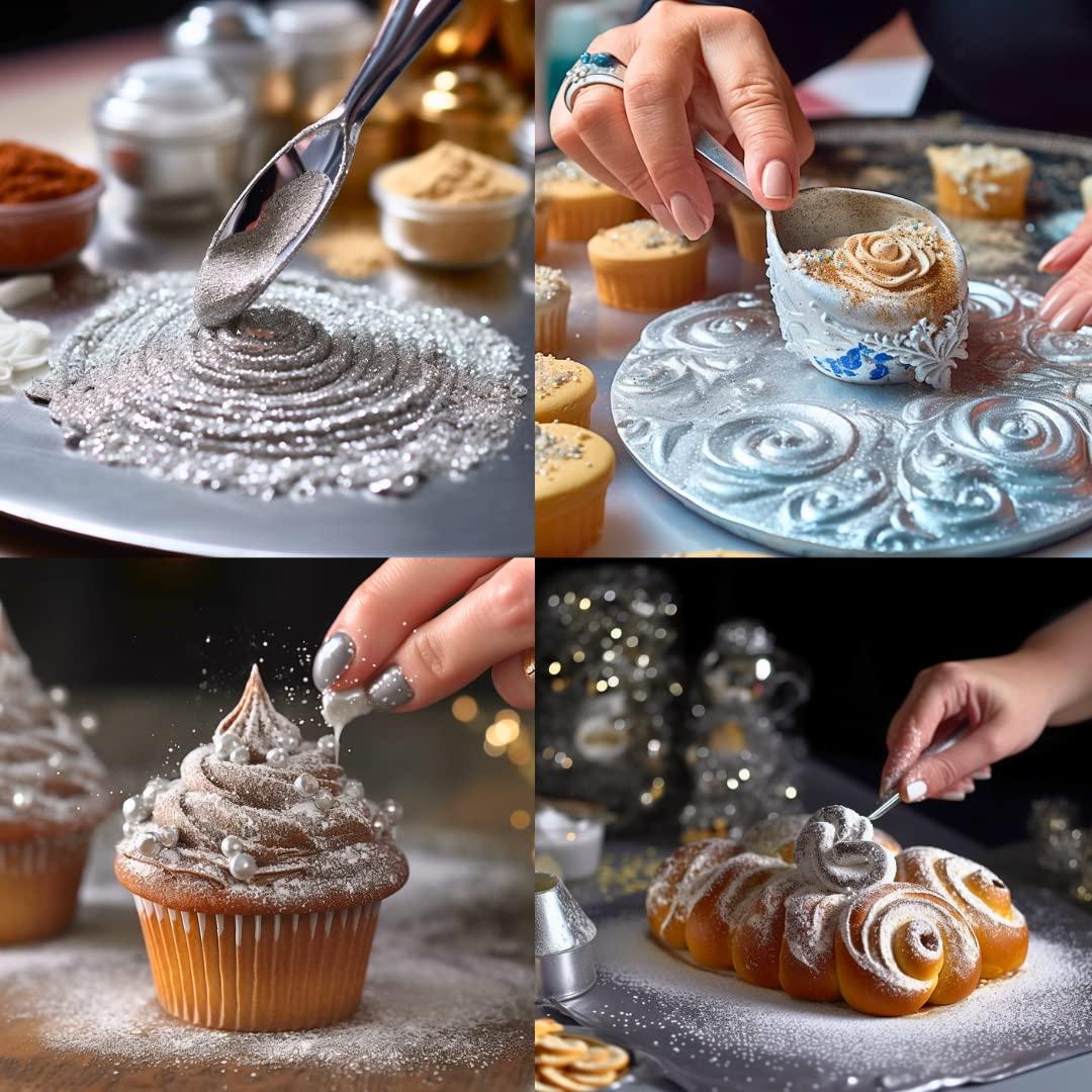 DAZZLE DUST (BULK10g) Silver Edible Glitter For Drinks, Silver Luster Dust Edible Glitter For Cakes, Silver Sprinkles For Cake Decorating, Edible Cake Decorations Drink Glitter 100% Food Safe, Vegan, Gluten Free