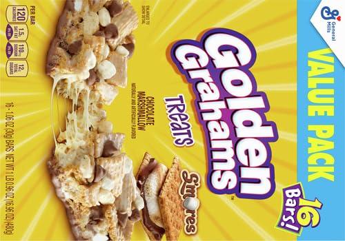 Golden Grahams Golden Grahams Breakfast Cereal Treat Bars, S\'mores, Snack Bars, 16 ct