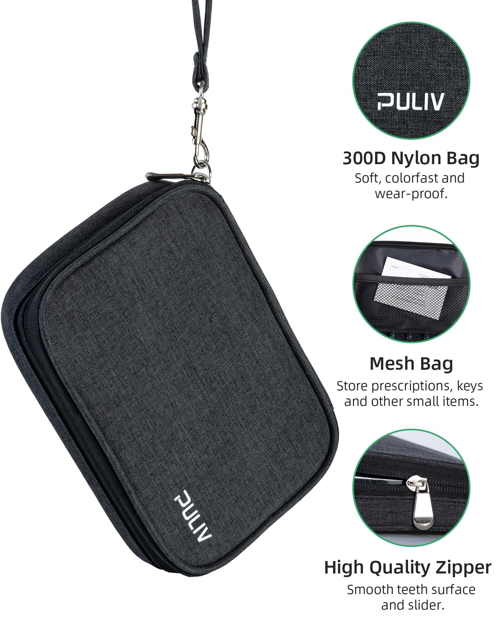 PULIV PULIV Weekly Pill Organizer 4 Times a Day with a Business Stylish Bag, Portable Pill Box 7 Day with 28 Compartments for Men, Removable Pill Sorters to Store Vitamin, Medication, Fish Oil, Supplements