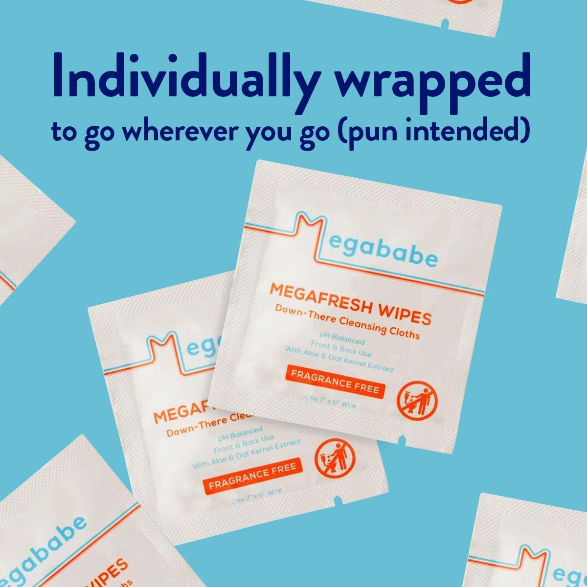 Megababe Megababe Megafresh Wipes | Unscented Cleansing Wipes for the Intimate Area | pH Balanced, Front & Back Use | 16 Individually Wrapped Wipes (Pack of 1)