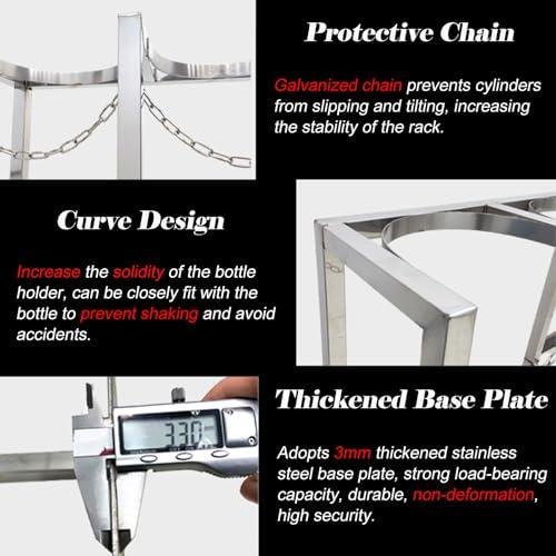MZZKFC MZZKFC 40 60 100 CM Heigh Gas Cylinder Organizer Shelf with Protective Chain, 304 Stainless Steel Gas Cylinder Storage Rack, Factory/Lab Gas Cylinder Holder(Inlet 6.3 in-8.7 x 7.9 x 15.7 in)