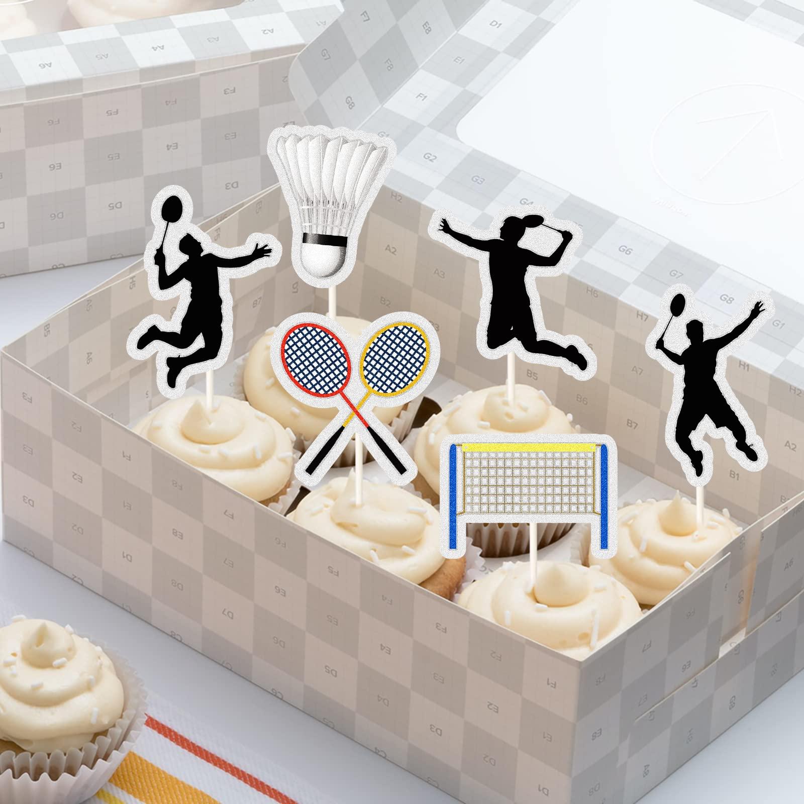 MEFENG MEFENG 18 Pcs Badminton Theme Cupcake Toppers badminton Lovers Party Supplies Sparkle Glitter Cake Decor,Sports Party Decorations- Birthday Cupcake Toppers