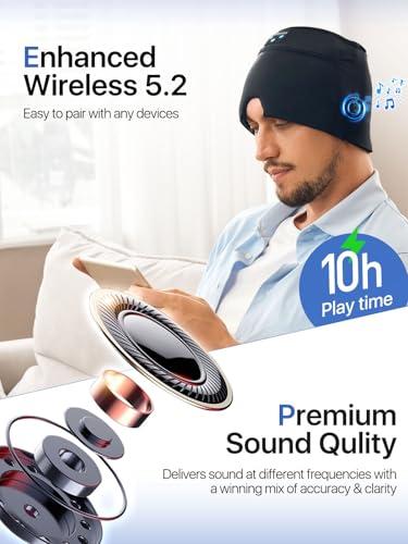 ANRUOLA Migraine Relief Cap with Bluetooth Headphones, Sleep Headphones, Wireless Headache Relief Cap, Soothing Headache Ice Pack Mask Products, Face Cold Compress Head Wrap for Tension, Stress & Sleep