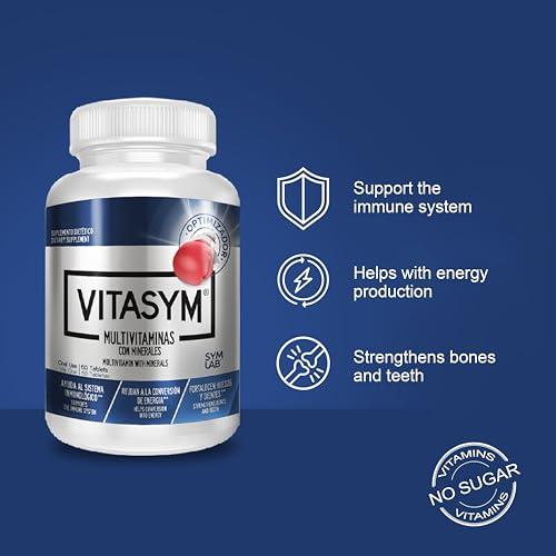 VITASYM VITASYM, multivitamin, Vitamin A, Vitamin C, Vitamin D, Vitamin E, Vitamin B12, Vitamin B6, Calcium, zinc, Phosphorus, Potassium, Iron, Minerals, biotin, thiamine, Magnesium, Chromium, riboflavin.