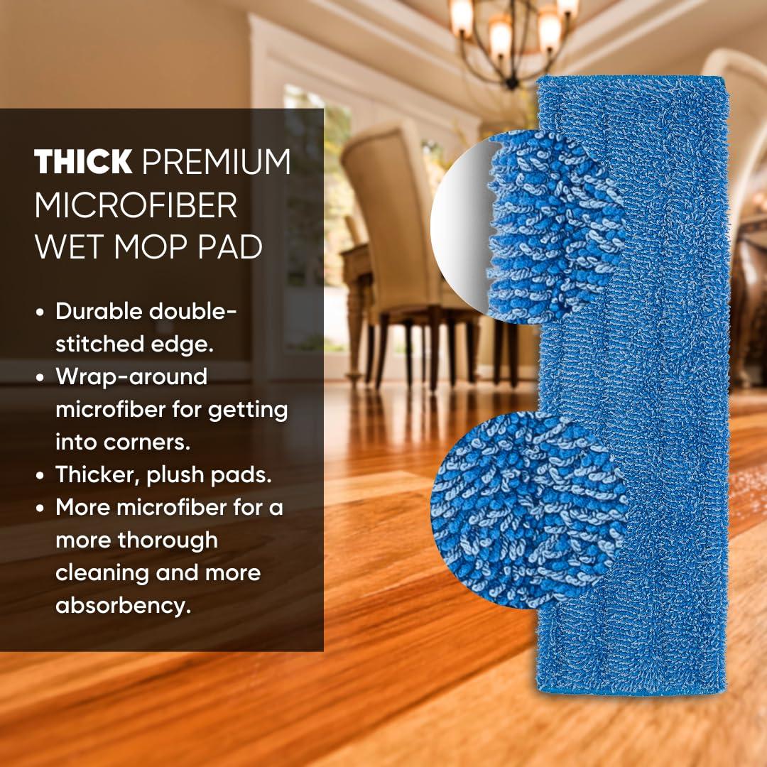 Microfiber Wholesale Microfiber Wholesale 18\" Absorbent Microfiber Wet Mop Pad - Reusable, Machine Washable, Refills (2 Pack)