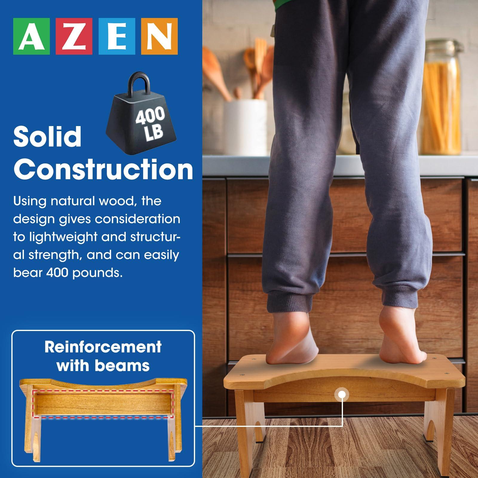 AZEN AZEN Toilet Stool Squat Adult, Wood Poop Stool for Bathroom Adults, Portable Toilet Potty Stool for Adults, 7 Inch Height
