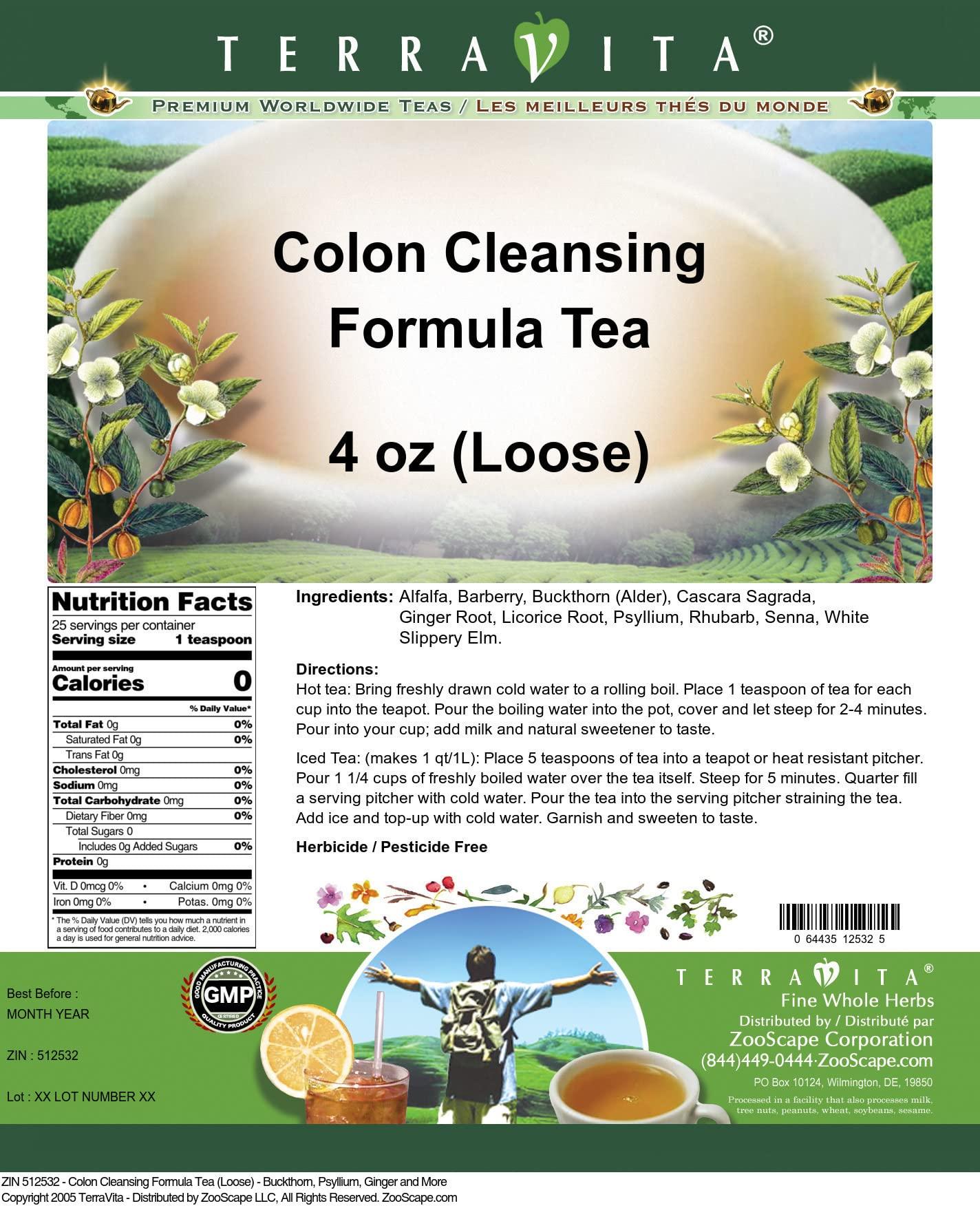 TERRAVITA Cascara Sagrada, Ginger, Licorice, and More Formula Tea (Loose) (4 oz, ZIN: 512532) - 2 Pack