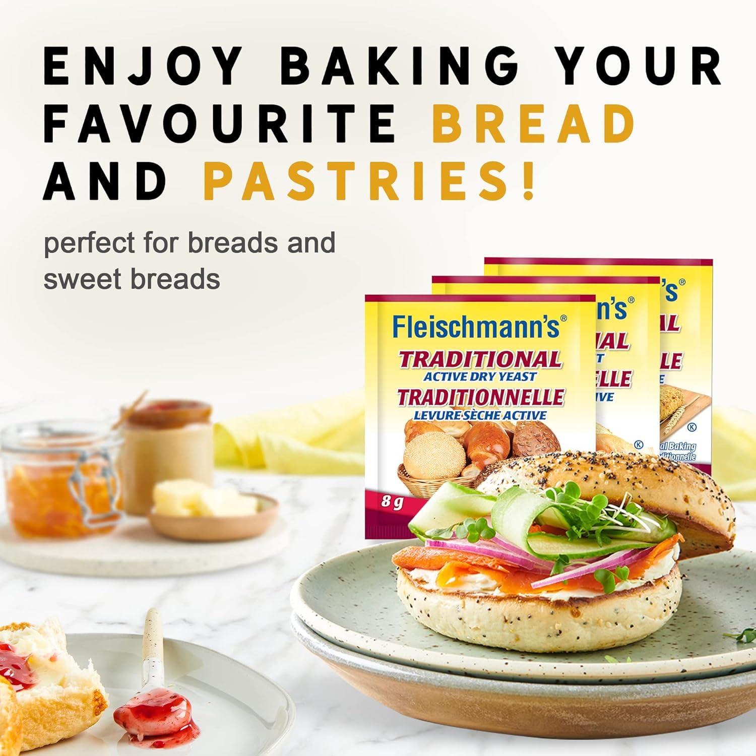 Generic Generic Fleischmanns Traditional Active Dry Yeast, Traditional Yeast, 3 sachets x 8g, 24g/0.8 oz (Pack of 6) Shipped from Canada