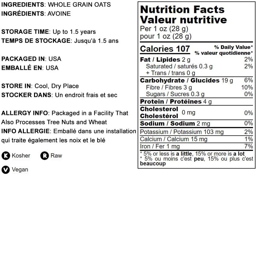Food to Live Food to Live Quick Cooking Rolled Oats, 1 Pound One Minute Oatmeal, Whole Grain, Instant Meal, Dry Thin Flakes, Uncooked, Raw Whole Foods, Vegan, Kosher, Bulk.Great for Breakfast Cereal
