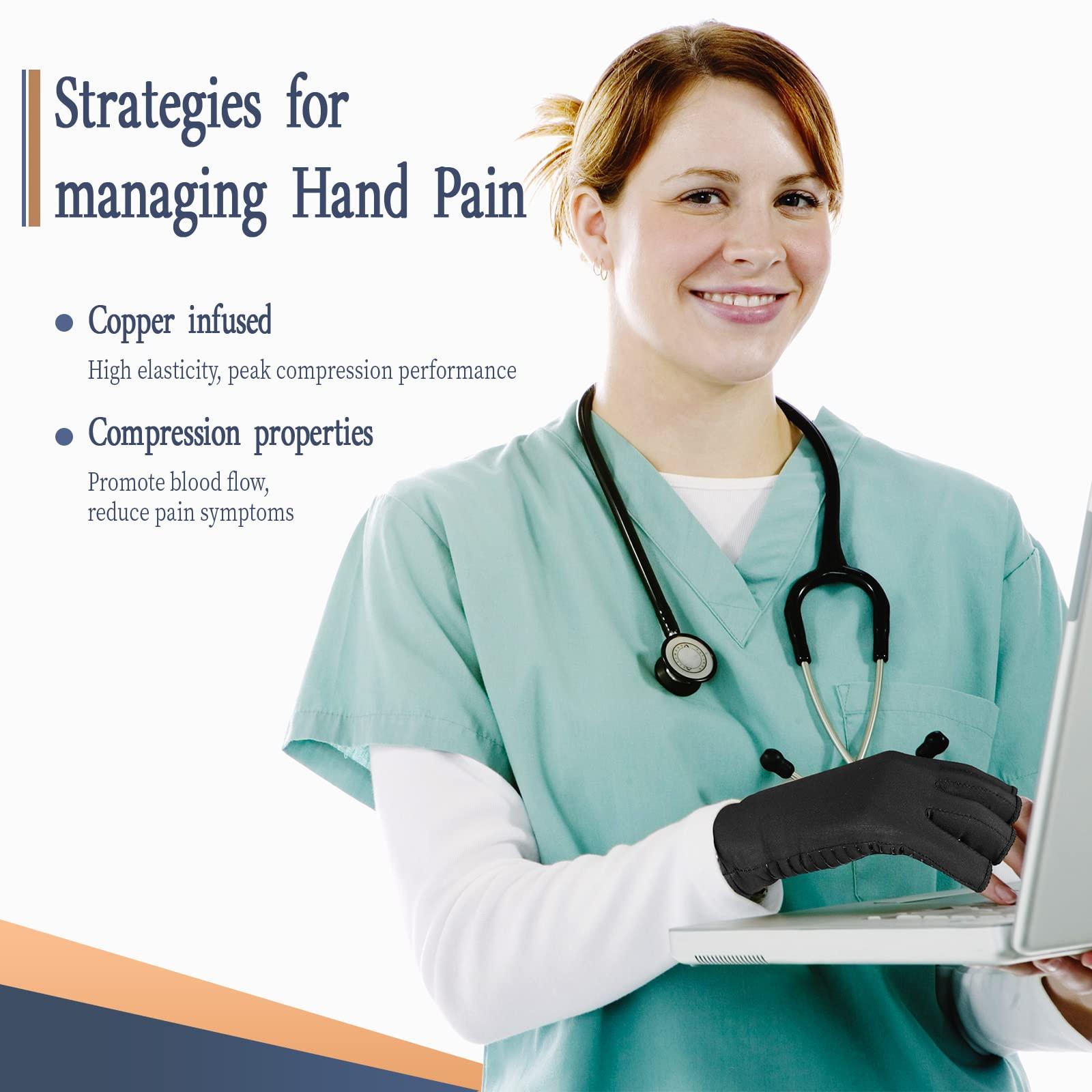 Vlela Vlela Copper Arthritis Compression Gloves Women Men Relieve Hand Pain Swelling and Carpal Tunnel Fingerless for Typing, Support for Joints, X-Large