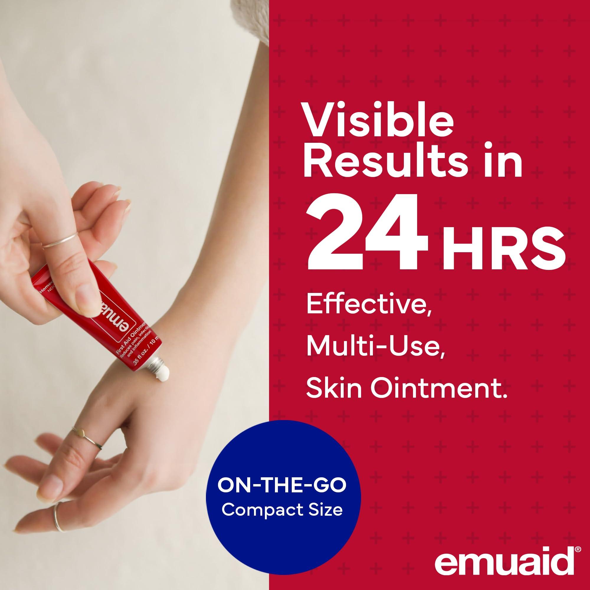 emuaid EMUAIDMAX First Aid Homeopathic Ointment, Natural Fast-Acting Topical Ointment for Resistant Skin Conditions, Reduces Itching, Pain, and Swelling, On-The-Go Travel Size, 0.35oz, 2 Pack
