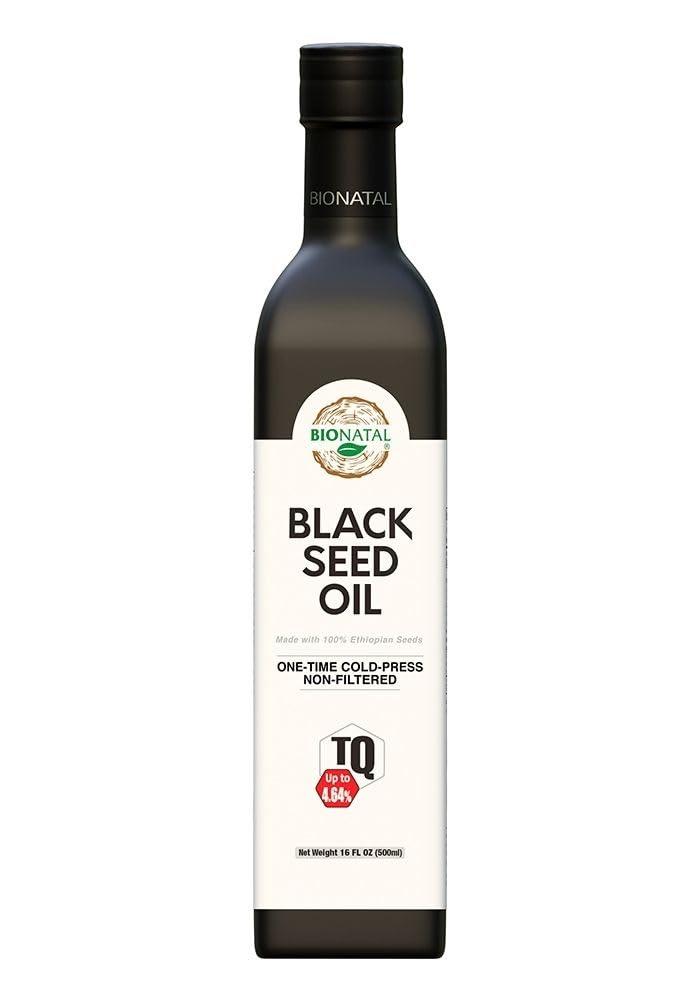 BioNatal Bionatal's Ethiopian Black Seed Oil 16oz (GLASS), Cold-Pressed, Non-Filtered, Nigella Sativa Seeds