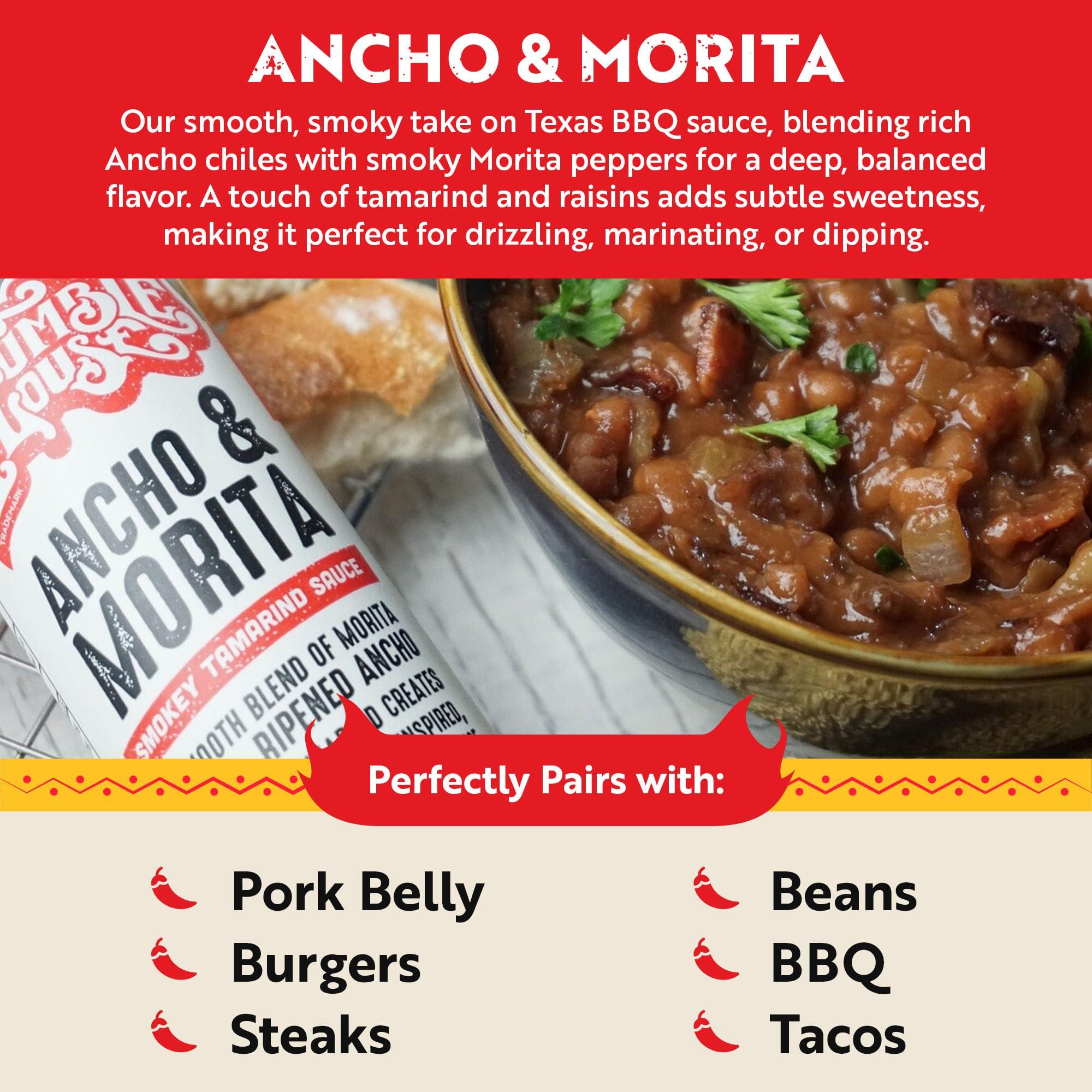 Humble House Humble House - Ancho & Morita Chiles Hot Sauce, Low in Calories and Sodium, Vegan Condiments for Chicken Wings, Steaks, Tacos, Burgers & More, Preservative-Free Enchilada Sauce, 9.5 oz