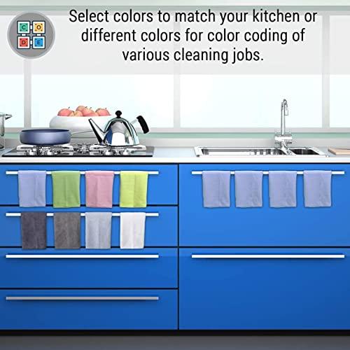 VibraWipe VibraWipe Microfiber Cleaning Cloth, 16 Pieces Large Size 14.2"x14.2", Trap Dust, Dirt and Pet Dander in Split Fibers. Absorb up to 5X Their Weight in Liquid – Machine Washable, Reusable and Lint-Free