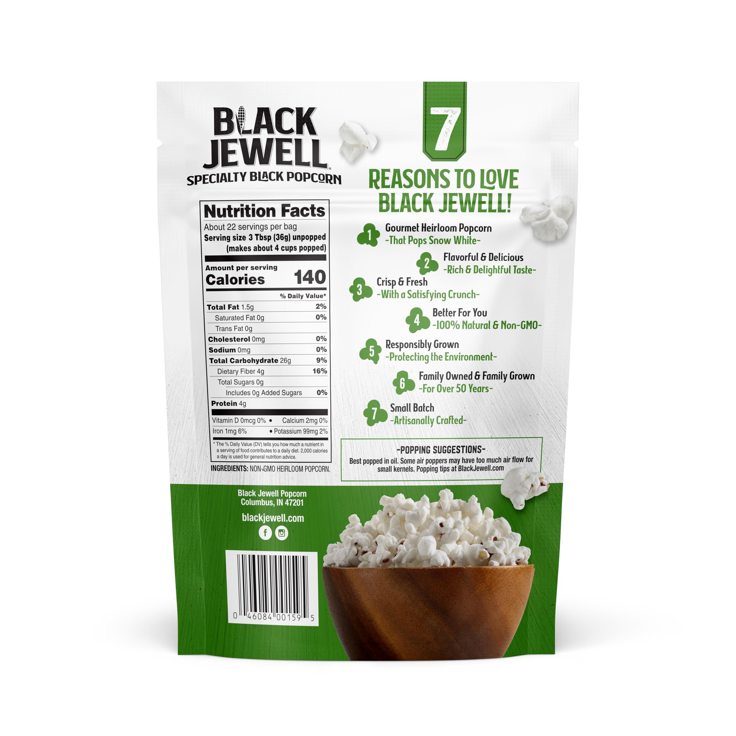 Black Jewell Black Jewell Hulless Popcorn, Original Black Kernels for Popping. Pops White, Non-GMO, Heirloom, All Natural Snack with Antioxidants, Whole Grain, Gluten Free, Gourmet, Vegan, 28.35oz (Pack of 2)