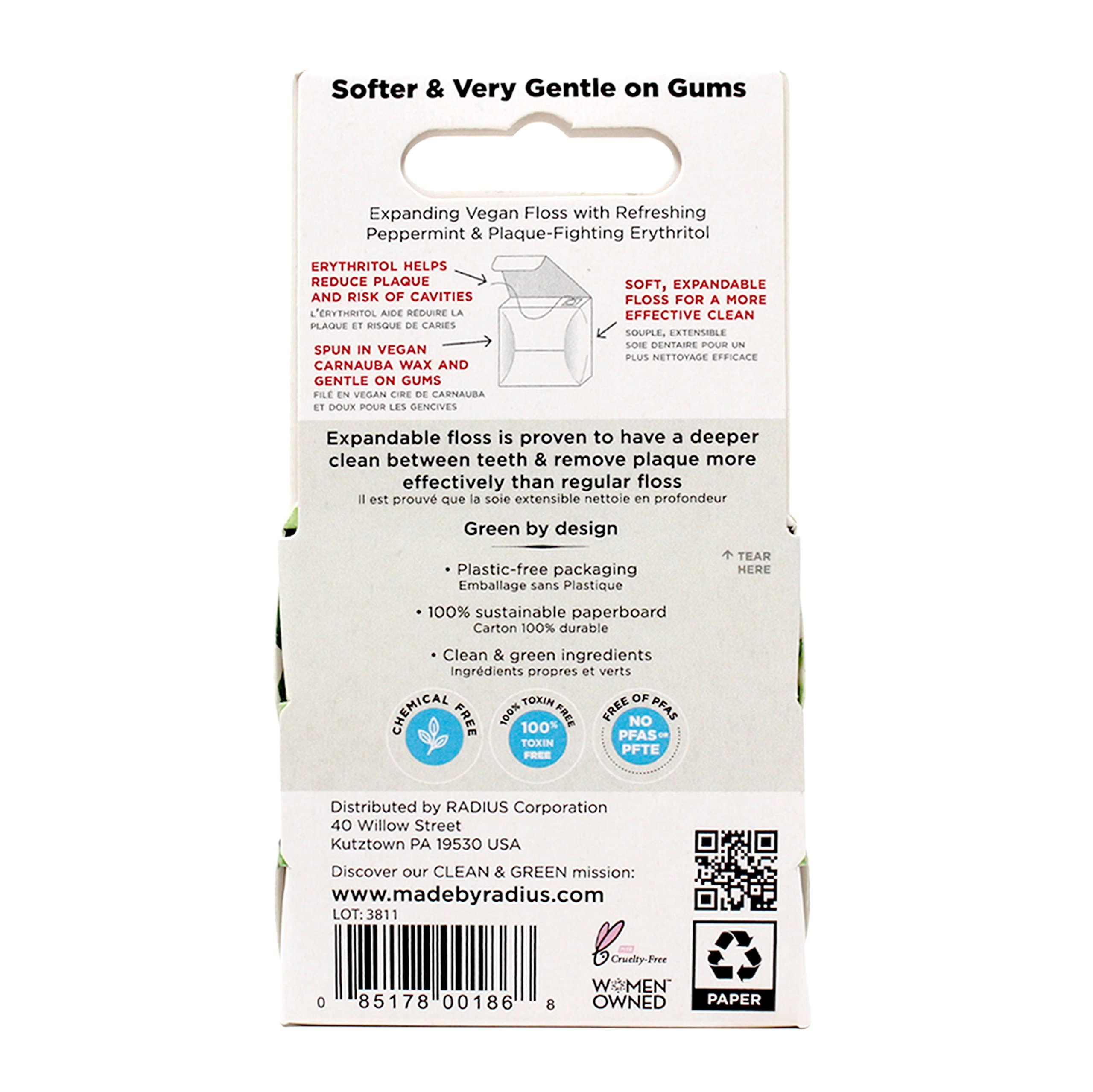 RADIUS RADIUS Vanilla Mint Dental Floss 55 Yards Vegan & Non-Toxic Oral Care Boost & Designed to Help Fight Plaque - Pack of 2