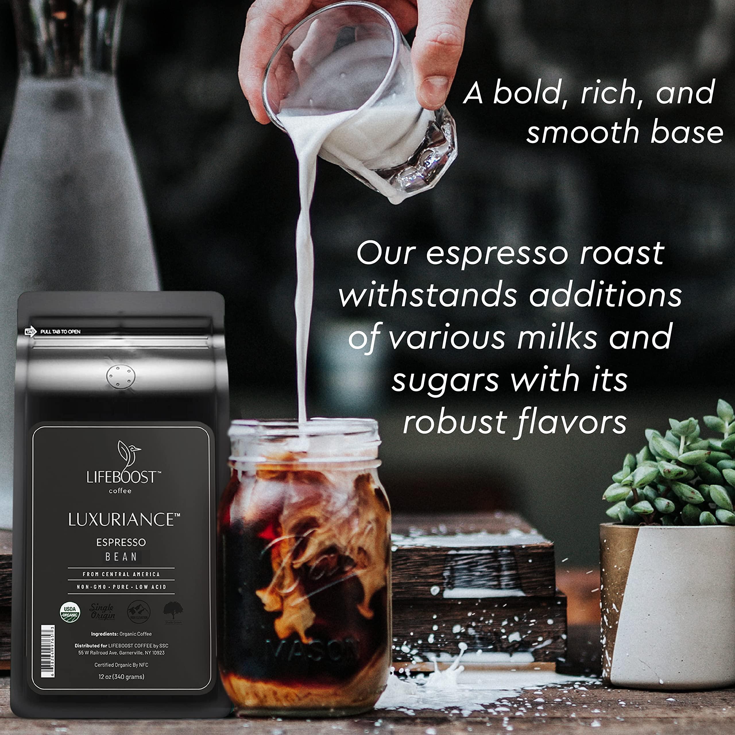 LIFEBOOST Lifeboost Coffee Organic Espresso Beans Whole - Low Acid Single Origin Organic Coffee - Non-GMO Espresso Coffee - Third Party Tested For Mycotoxins & Pesticides - Whole Bean - 12 Ounces